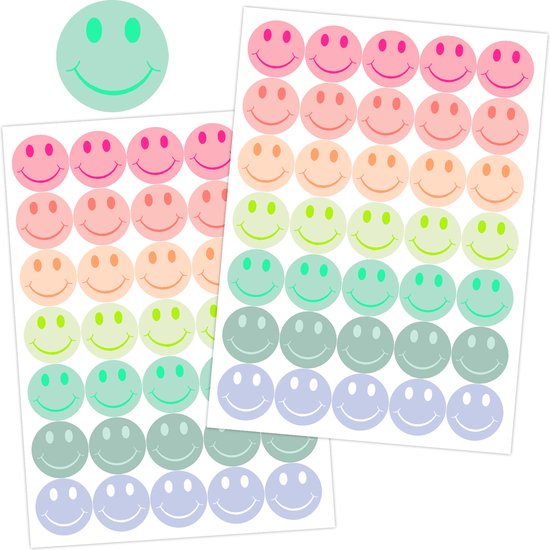2 Stickervellen Summer Smileys - Smiley Stickers - Beloningsstickers - Stickers Volwassenen - Stickers Kind - Zomer Stickers - Stickers Meisjes - Stickervellen Zomer - Beloningstickers - Knutselen Meisjes