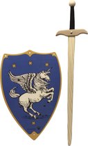 houten roofridderzwaard en Ridderschild eenhoorn kinderzwaard ridderzwaard schild zwaard