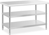 Royal Catering Table inox - 120 x 70 x 5 cm - 200 kg - 2 plateaux - Royal Catering
