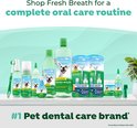 Een assortiment TropiClean Fresh Breath producten voor honden, waaronder tandpasta, tandgel en mondwater, met de vermelding '#1 Huisdieren tandverzorgingsmerk'.