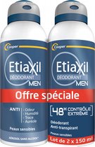Etiaxil Men Anti-Perspirant 48H Control Deodorant Aerosol Set van 2 x 150 ml