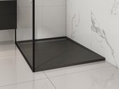 Shower & Design Opzet- of inbouwdouchebak in hars – Met sifon – Zwart – 120 x 90 cm – LYROSA L 120 cm x H 3 cm x D 90 cm