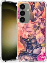 Silicone Case Geschikt voor Samsung Galaxy S24 Smartphone hoesje met doorzichtige rand Bloemen Boeket