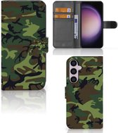 Geschikt voor Samsung Galaxy S24 Plus Portemonnee hoesje Army Dark