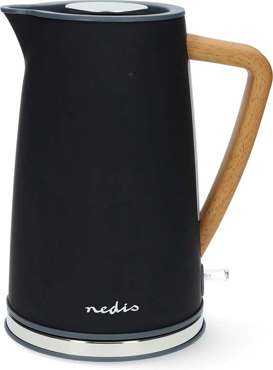 Nedis Waterkoker - 1.7 l - Soft-Touch - Zwart - 360 graden draaibaar - Verborgen verwarmingselement - Strix-controller - Droogkookbeveiliging