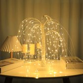 Stijlvolle LED Wilgenboom Lamp 50cm hoog met 7 modi-voor Woonkamer en Slaapkamer - Dual Power (USB & Batterij), Warm Wit Sfeerlicht, Energiezuinig & Veelzijdig Design-wit