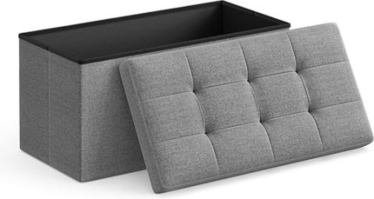 Stoelkruk, bank, 80 liter, opvouwbaar, 300 kg, 76 x 38 x 38 cm, 76 x 38 x 38 cm, lichtgrijs LSF47G