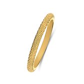 Lucardi Dames Stalen goldplated ring bewerkt - Ring - Staal - Goudkleurig - 18 / 57 mm