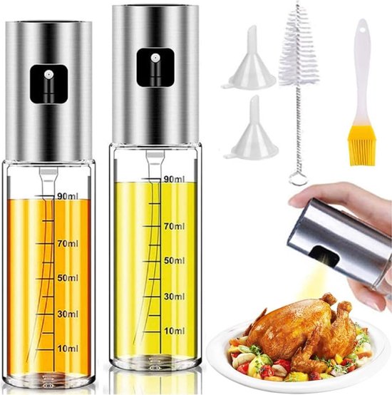 PolkaHome 100 ml oliespuitfles, 2 x oliesproeier voor het koken van