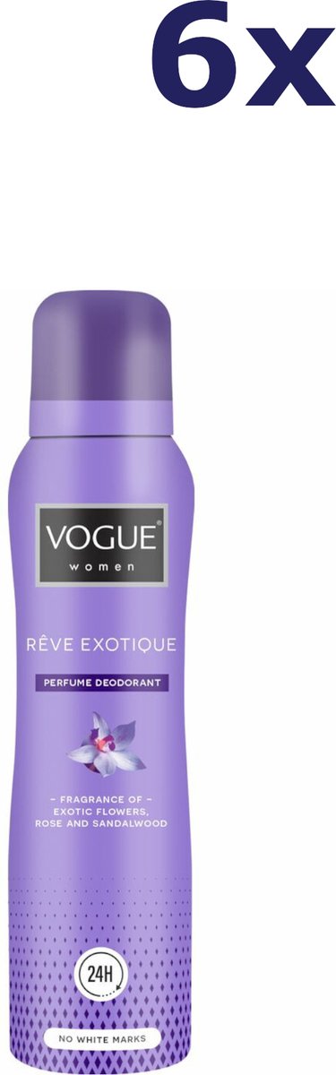 Goedkoopste 6x Vogue Reve Exotique Parfum Deodorant 150 ml