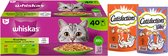 Whiskas & Catisfactions kattenvoeding - mix natte voeding en snacks met kip en eend - 3520g