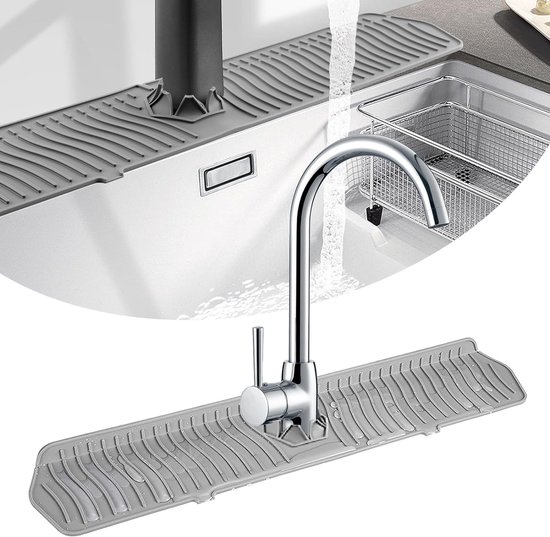 Aanrecht Splash Guard Mat - Siliconen Aftappen Pad Achter Kraan, Water Catcher Tray voor Keuken Badkamer (14,6 cm