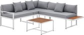 Juskys Loungeset / Tuinset St. Tropez - 4 personen - Staal / Hout - Wit / Grijs - Incl. Tafel