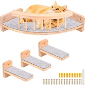 Katten Klimmuur - Katten Klim Wand - Klimrek Met 3 Standen - Wandmeubel Kat Bedekt Met Pluche - Katten Krabpaal – Inclusief Muurbevestiging