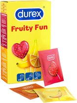 Durex Condooms - Pleasure Fruits - 18 Stuks - Condooms met Smaak - 6x Aardbei, 6x Banaan, 6x Sinaasappel - Met Kwantumkorting - Discreet Verzonden