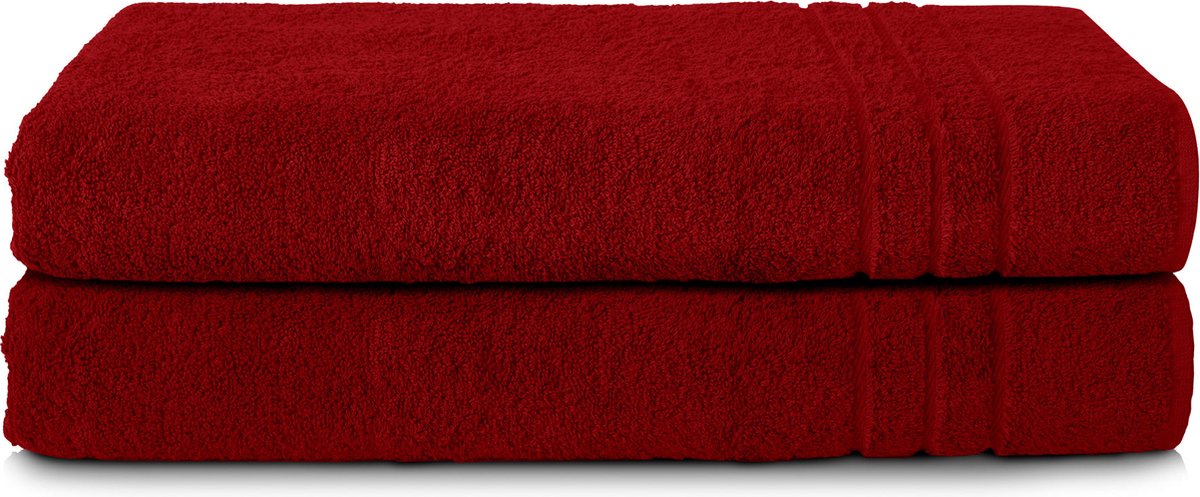 Komfortec Set van 2 Handdoeken 80x200 cm, 100% Katoen, XXL Saunahanddoeken, Saunahanddoek Zacht, Grote badstof, Sneldrogend, Bordeauxrood