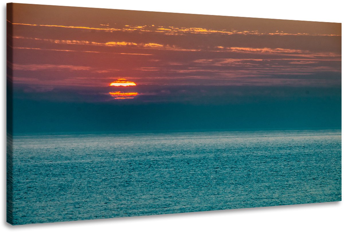 karo-art Schilderij -Zonsondergang Cadiz, Spanje, 100x70cm. premium print, wanddecoratie Multikleur