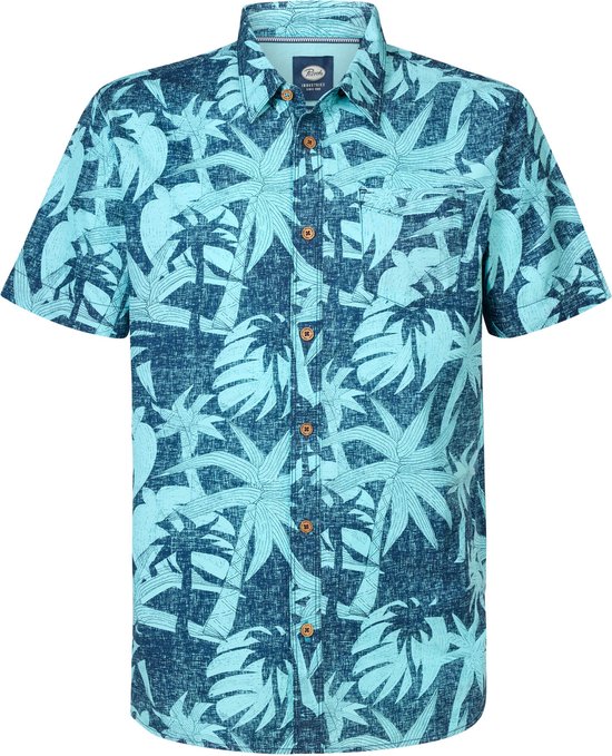 Petrol Industries - Heren Tropisch Overhemd Sandy beach - Blauw - Maat XL