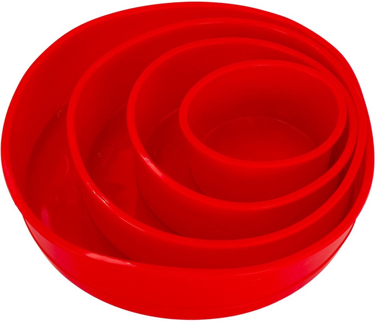 Intirilife 4-Delige Set Ronde Silicone Cakevormen in Rood - 10 cm, 16.3 cm, 19.8 cm, 25 cm - Bakvorm voor het bakken van taarten laagjes cake