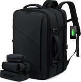 Handbagage, vliegtuig, reisrugzak, 30 liter, handbagage, rugzak, zakelijke rugzak, heren, laptoprugzak voor 15,6 inch reisrugzak, zwart