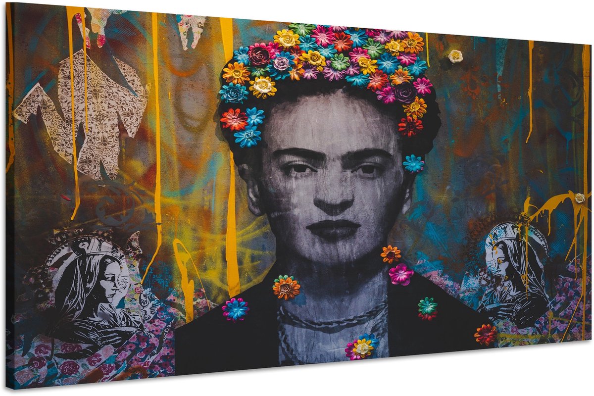karo-art Schilderij - Frida Kahlo - Mexicaanse kunstschilderes, Premium Print Multikleur