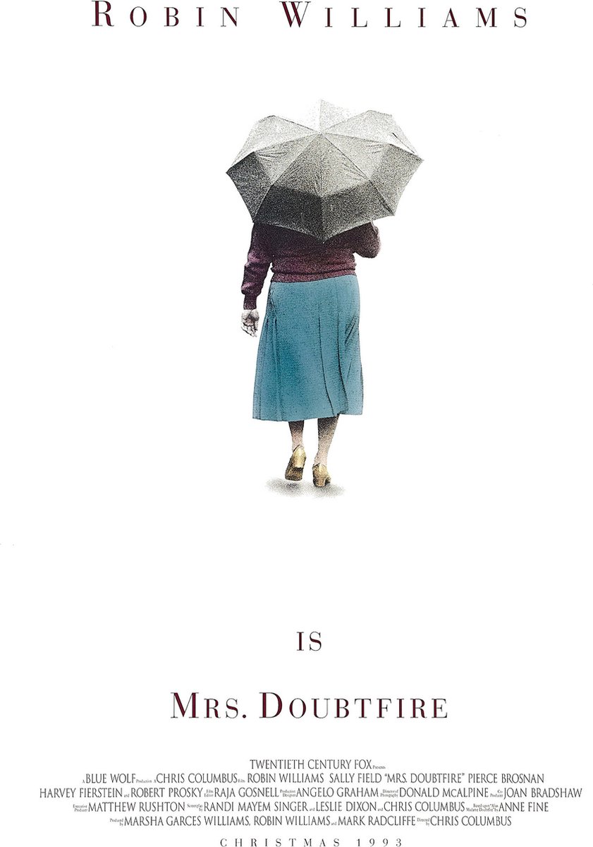 karo-art Poster - Robin Williams in Mrs Doubtfire, Originele Filmposter, Premium Print, Professioneel Fotopapier Multikleur