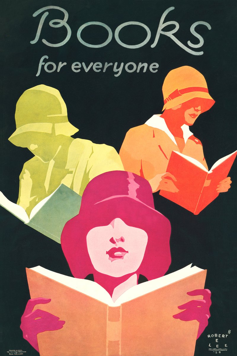 karo-art Poster - Books For Everyone, 1929, Boeken voor iedereen, 3 maten, Premium Print Multikleur