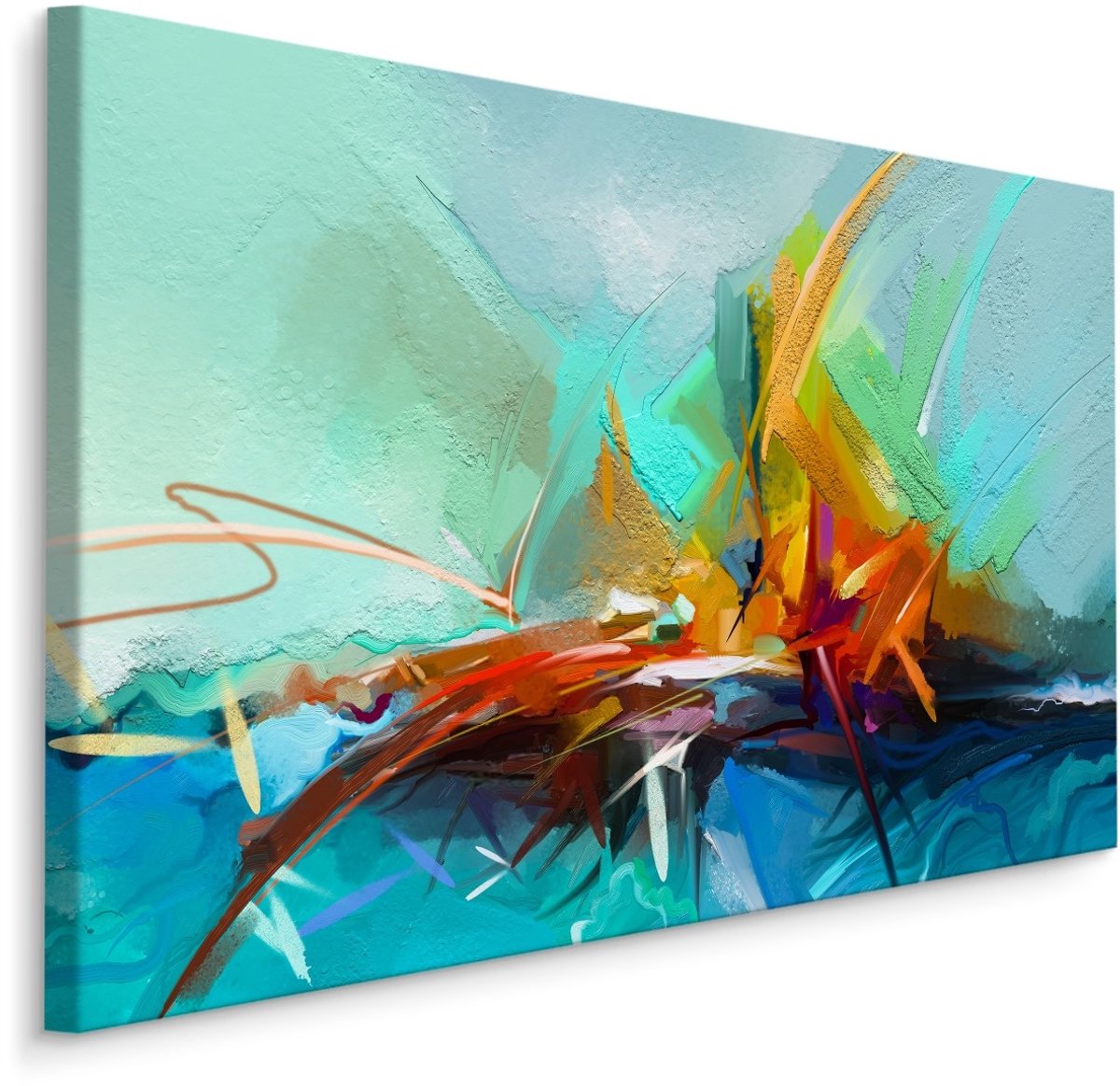 karo-art Schilderij - Abstracte Zeilboot (print op canvas) Premium Print Multikleur
