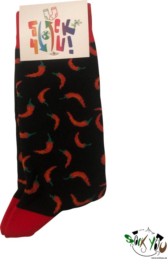 Sockyou 1 paar vrolijke pepers sokken in doos - Maat 41-45