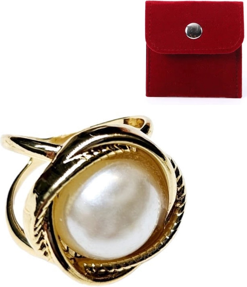 Youhomy sjaalring parel goudkleurig- Sjaalklem - Sjaal Klem - Sjaal Ring - Rond Met Parel - 40x40mm| Moederdag cadeau| Valentijnsdag cadeau