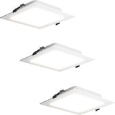 HOFTRONIC - 3-Pack Virginia inbouwspots - 12W - 1160 lumen - Extra plat - 4000K neutraal wit - Wit - Vierkant - 170x170cm