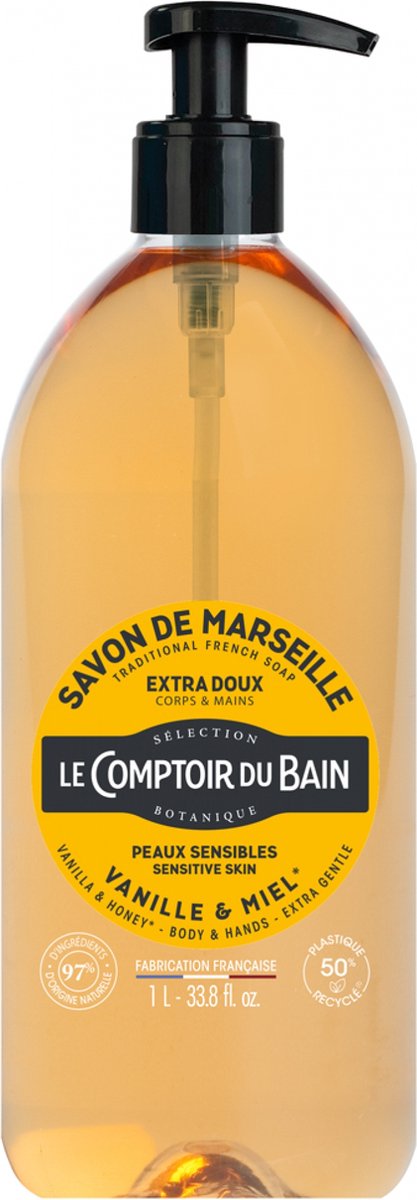 Le Comptoir du Bain Vanille Honing Marseille Zeep 1 L