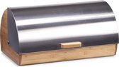 Zeller luxe broodtrommel - bamboe hout - met RVS klep/deksel - 39 cm - brooddozen