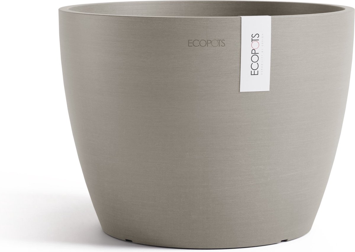 Ecopots Stockholm 31 - Taupe - Ø31 x H23,5 cm - Ronde taupe bloempot