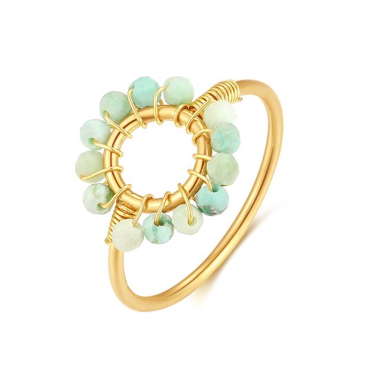 Twice As Nice Ring in goudkleurig edelstaal, peru turquoise 56