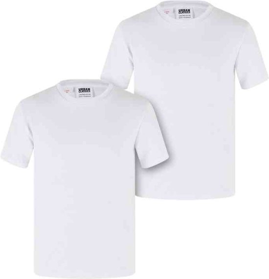 Urban Classics - Stretch Jersey 2-pack Kinder T-shirt - Kids 146/152 - Wit/Wit