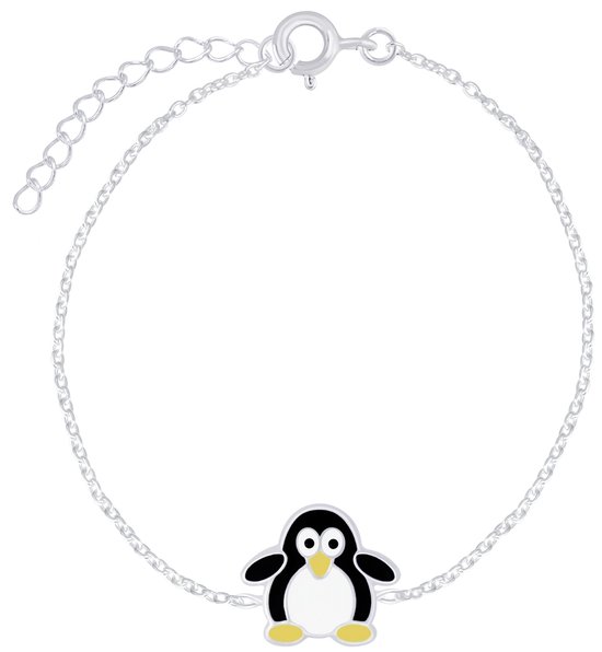 Joy|S - Zilveren pinguïn armband - 14 cm + 3 cm extension - voor kinderen