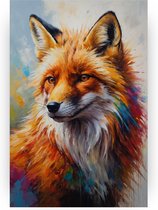 Portret vos - Modern wanddecoratie - Canvas schilderijen vossen - Schilderijen op canvas industrieel - Schilderijen canvas - Woondecoratie - 40 x 60 cm 18mm