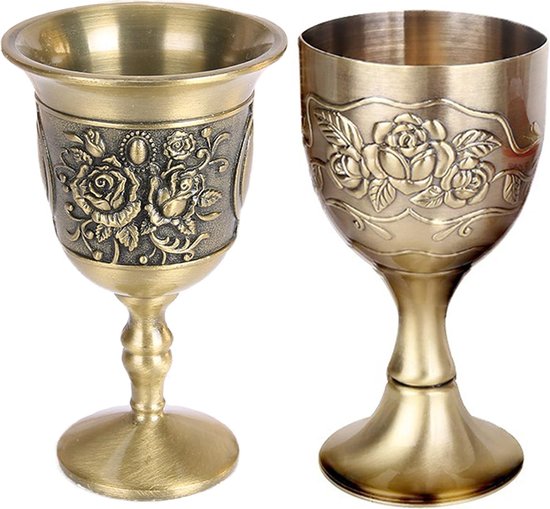 2 Pcs Verre à Calice Vintage, Verre à Vin Calice En Laiton