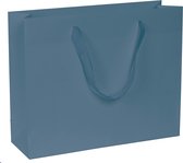 Papieren Tassen Blauw - 24+10x20 cm - A5 liggend - Luxe lintjes - Grijsblauw - Luxe Cadeautasjes - 20 Stuks
