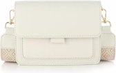 Witte schoudertas - inclusief schouderband - pmu - crossbody bag - tas met crocoprint - tas met strap - dames schoudertas - witte tas