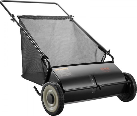 Grasmaaier - handgrasmaaier 66cm veegbreedte grasmaaier handmatig 198L capaciteit van de opvangmand kooimaaier 142x81x75cm handkooimaaier verstelbaar voor het opvegen van bladeren, gemaaid gras, kleine takken