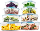 Glazen voedselopslagcontainers, 6 stuks [3 containers + 3 deksels], transparante deksels, BPA (Bisfenol A)-vrij,