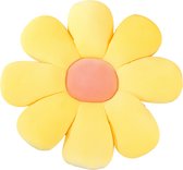 IL BAMBINI - Bloem kussen geel - Bloemvormig kussen - Aesthetic kussen met bloem vorm - Kussen Bloemen - Flower Power - X-Large - 70 x 70 cm