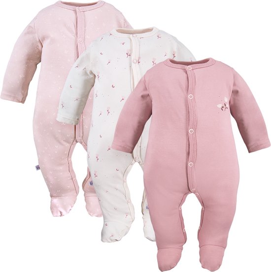 Eevi - Combishort/Dors bien/Pyjama/Onesie - Rose - Set de 3 - Taille 68 - 4 à 6 mois