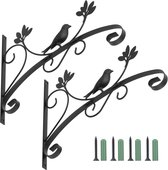 Set van 2 plantenhouders, 30 cm, hangende houders, metalen smeedijzeren hangmand, standaard voor vogelhuisjes, planten, lantaarns, windgong