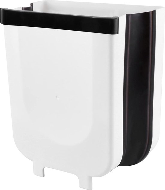 Glint Vuilnisbak van kunststof, 8 l, wit en goud, afvalemmer voor keuken, kantoor, badkamer, camper, compact en elegant