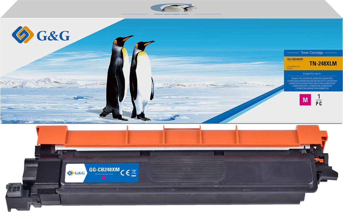 G&G TN248 XL Huismerk Toner Geschikt voor Brother TN-248 TN-248XL TN-248XLM Magenta Hoge Capaciteit