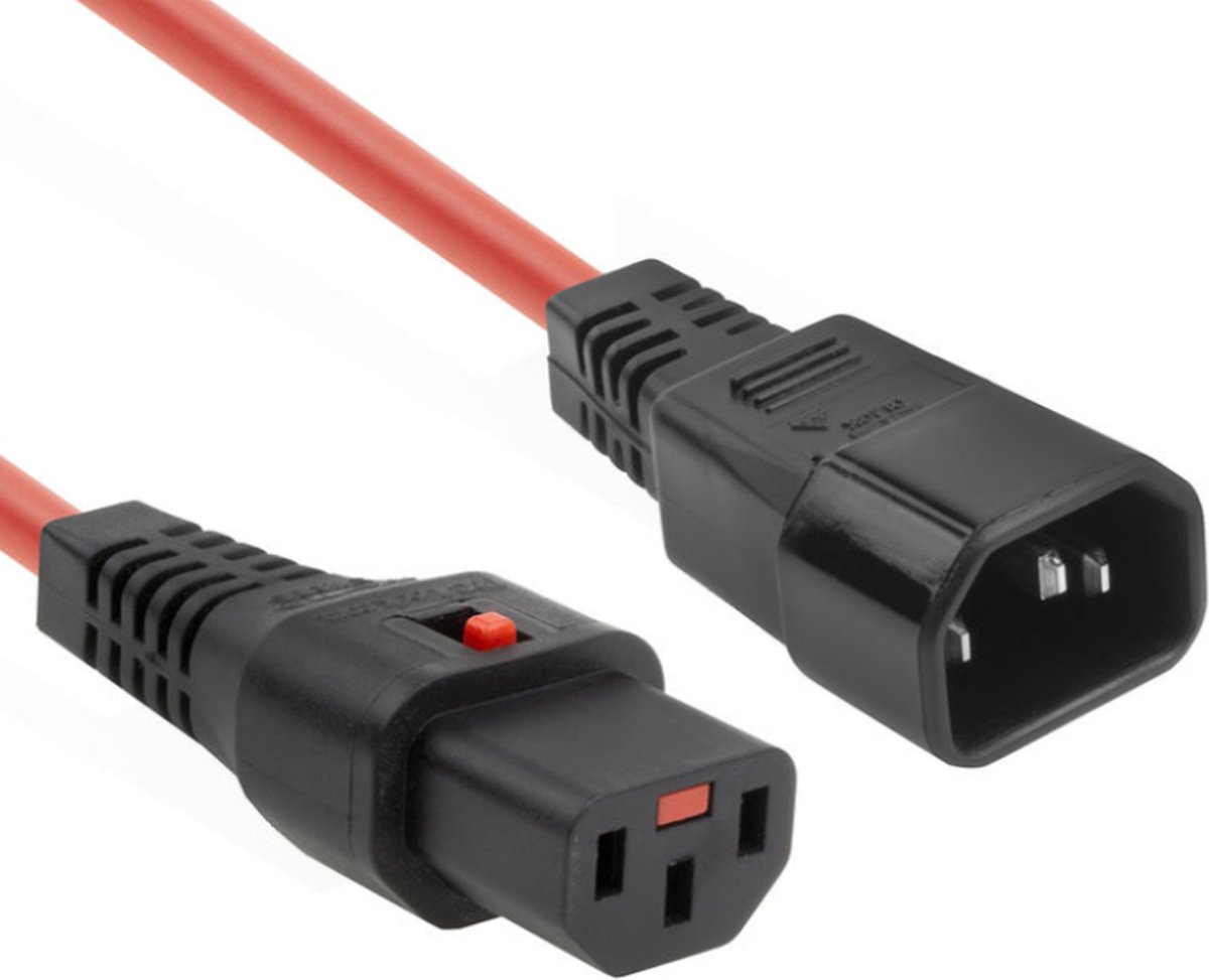 Image of ACT Netsnoer C13 IEC Lock - C14 rood 1,5 m, PC1476 AK5194