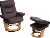 MCA fauteuil MCW-J42, TV-fauteuil TV-fauteuil kruk, stof ~ zwart-bruin imitatiesuède, frame naturel bruin